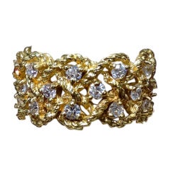 Elegant Yellow Gold Rope Diamond Eternity Band 6