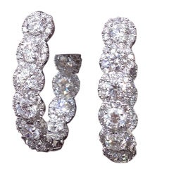 Unique In and Out Diamond Halo Hoop Earrings