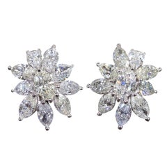 Important Pear and Marquise Diamond Cluster Earrings 1