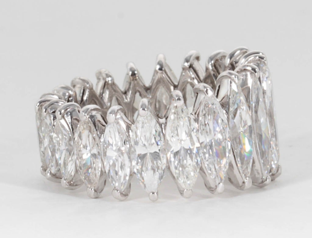 Marquise Cut Wide Marquise Diamond Eternity Band Set in Platinum For Sale