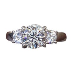 Classic Three Stone Diamond Engagement Ring set in Platinum