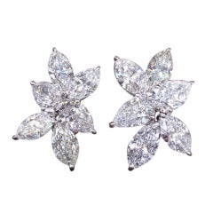 Classic Diamond Cluster Earrings set in Platinum