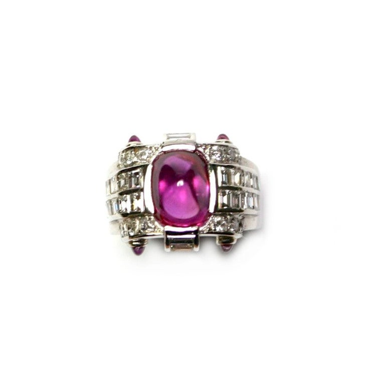1935 Cabochon Burma Rubin Diamant Ring Damen