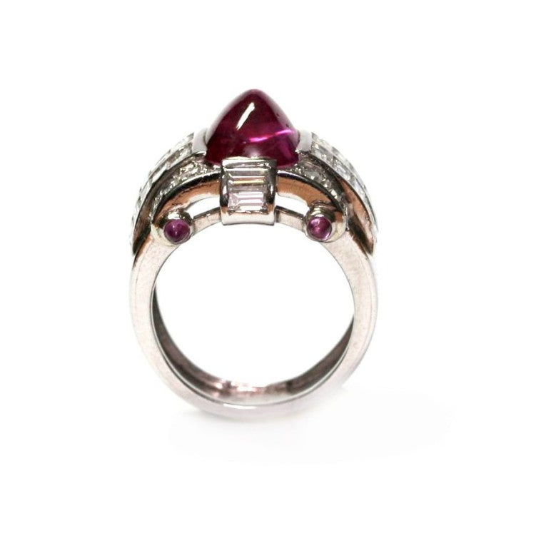 1935 Cabochon Burma Rubin Diamant Ring 1