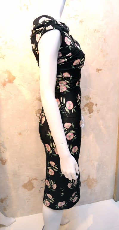 Black Gianni Versace Vintage 1990's Draped Silk Jersey Dress