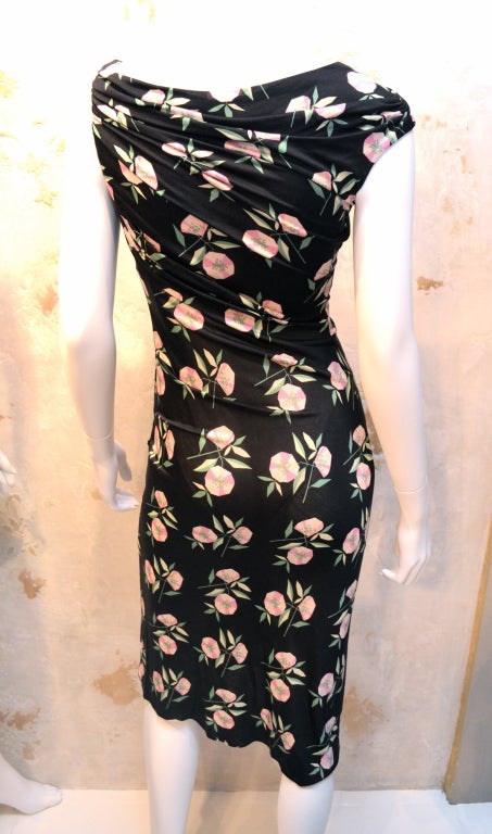 Gianni Versace Vintage 1990's Draped Silk Jersey Dress In Excellent Condition In Carmel, CA