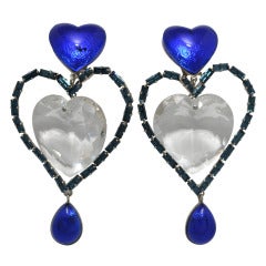 Vintage 1970's YSL Yves Saint Laurent Rive Gauche Caged Heart Earrings