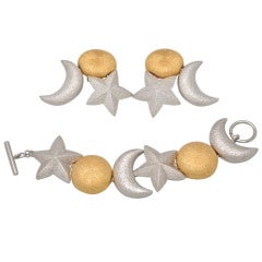 Massive Christian Dior Sun Moon and Stars Earrings and Bracelet 1980's 10