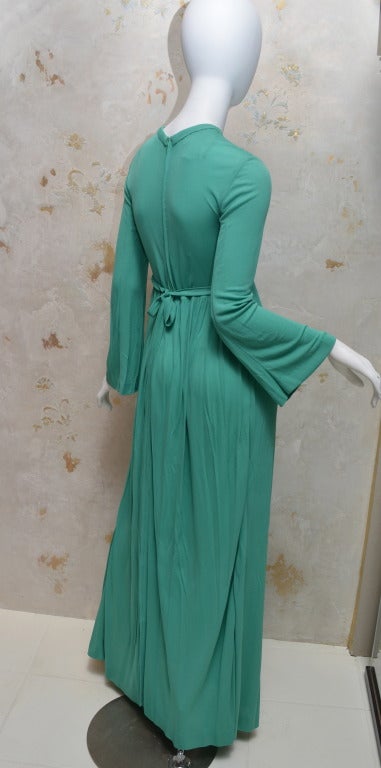 Vicky Teal Silk Jersey Knit Dress In Good Condition In Carmel, CA