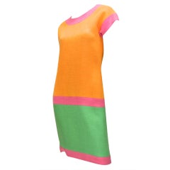 Oscar de la Renta Color Block Linen Day Dress