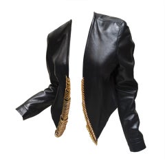 Gianfranco Ferre Black Leather Bolero with Large Gold Rings