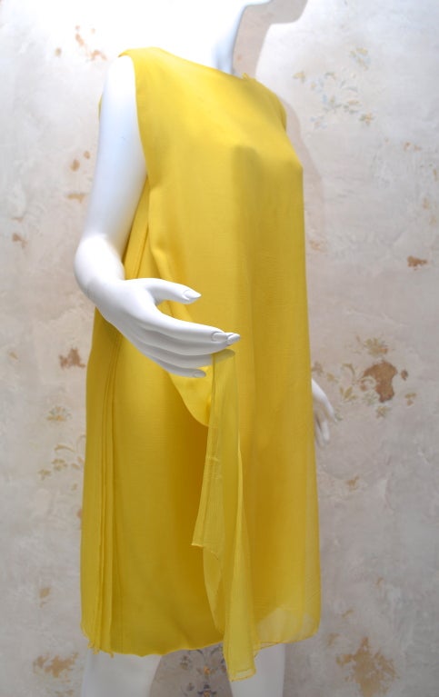 Orange James Galanos 1970s Amelia Gray Summer Yellow Chiffon Dress For Sale