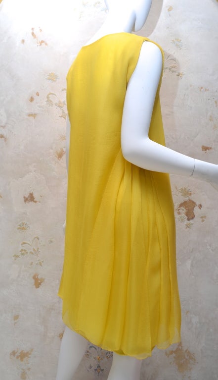 Women's James Galanos 1970s Amelia Gray Summer Yellow Chiffon Dress For Sale