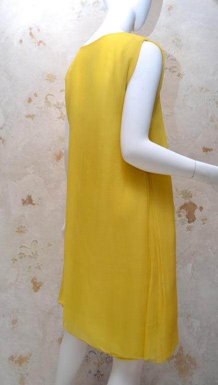 James Galanos 1970s Amelia Gray Summer Yellow Chiffon Dress For Sale 1