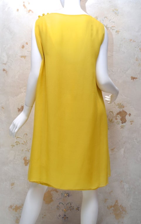 James Galanos 1970s Amelia Gray Summer Yellow Chiffon Dress For Sale 2