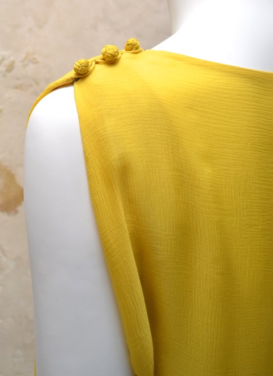 James Galanos 1970s Amelia Gray Summer Yellow Chiffon Dress For Sale 3