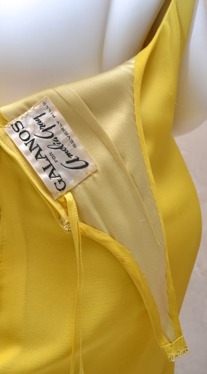 James Galanos 1970s Amelia Gray Summer Yellow Chiffon Dress For Sale 4