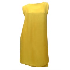 James Galanos 1970s Amelia Grey Summer Yellow Chiffon Dress