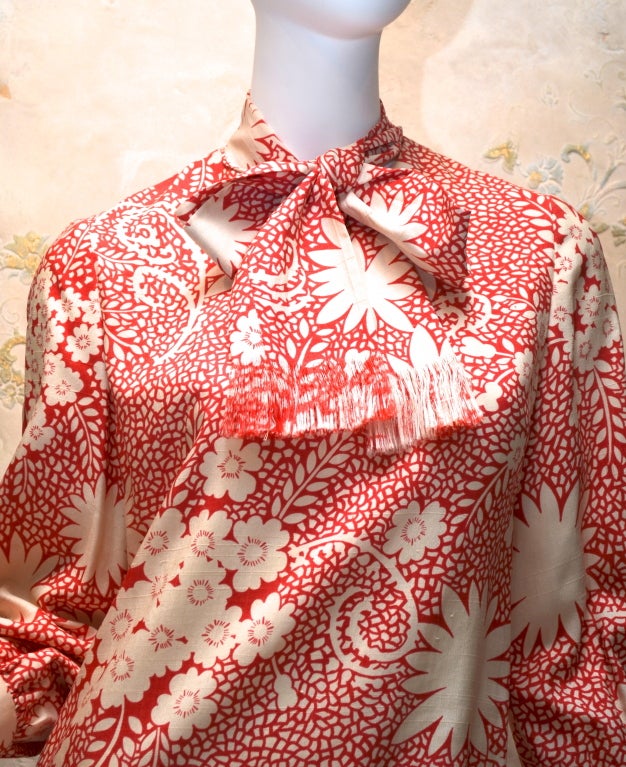 James Galanos for Amelia Gray Print Silk Day Dress 1960's For Sale 1