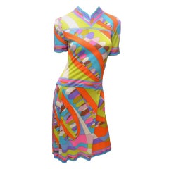 Emilio Pucci Vintage Geometrischer Druck Seidenjersey Kleid