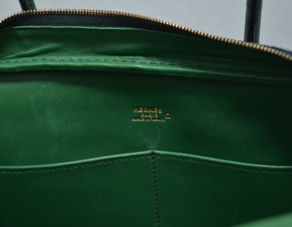 Hermes Paris Vert Fonce Dark Green Crocodile 28 cm Plume Handbag 6