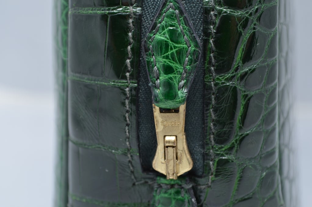 Hermes Paris Vert Fonce Dark Green Crocodile 28 cm Plume Handbag 2