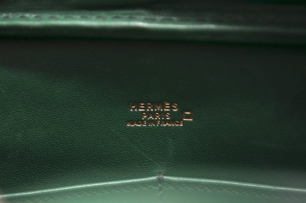 Hermes Paris Vert Fonce Dark Green Crocodile 28 cm Plume Handbag 5
