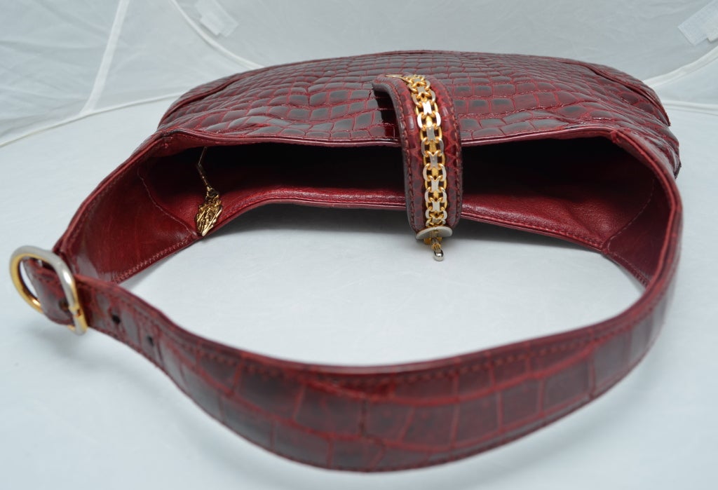 Women's Gucci Crocodile Jackie O Hobo Handbag Vintage 1970's