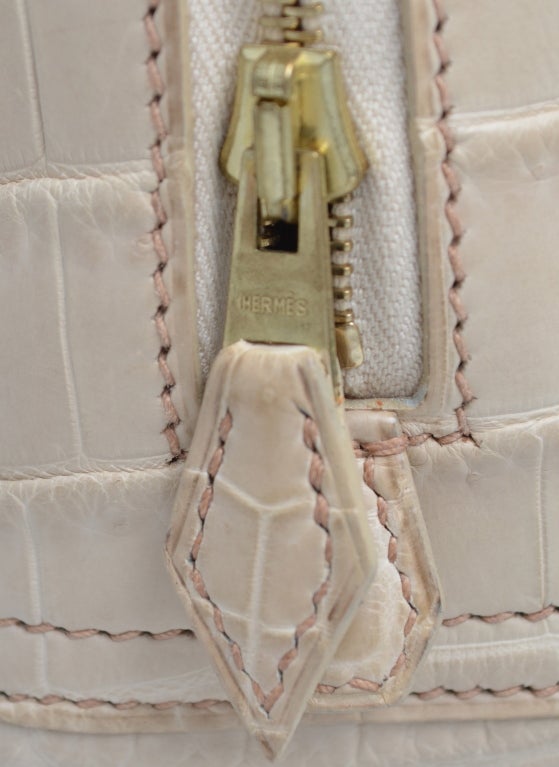 Hermes Paris Rare White Nilo Crocodile 20 cm Plume Handbag 4