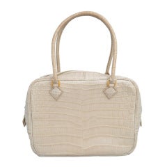 Hermes Paris Rare White Nilo Crocodile 20 cm Plume Handbag