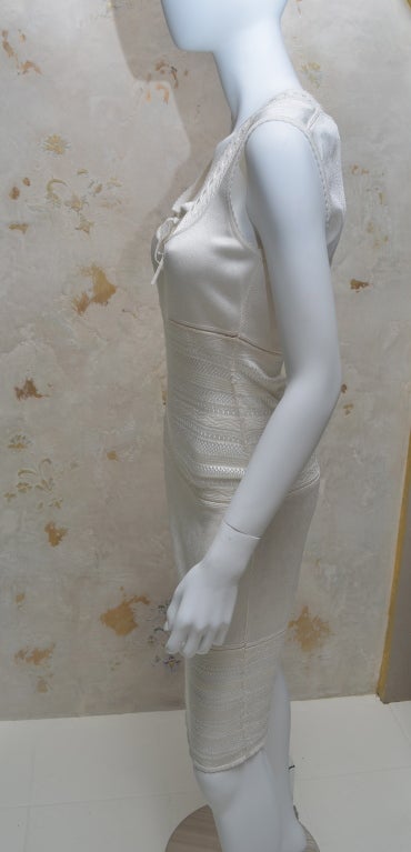 Gray Azzedine Alaia Vintage 1990's White Body Con Dress Size M