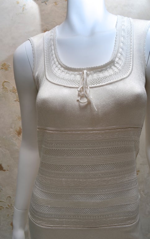 Azzedine Alaia Vintage 1990's White Body Con Dress Size M In Good Condition In Carmel, CA