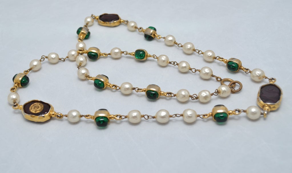 Chanel Gripoix and Pearl Sautoir Necklace 1984 Collection 1