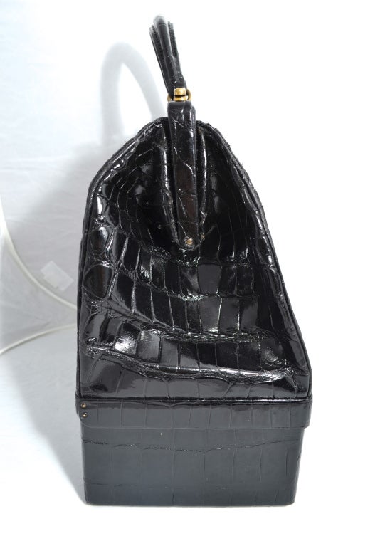 hermes sac mallette black crocodile bag