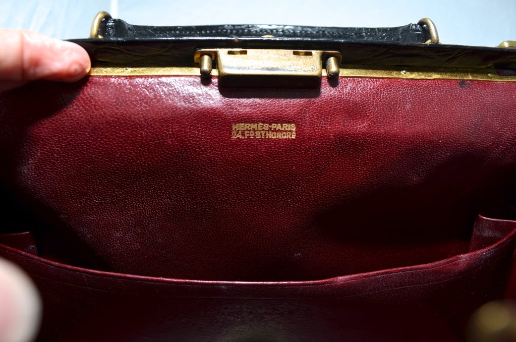 Hermes Crocodile Sac Mallette Handbag with Jewel Compartment 4