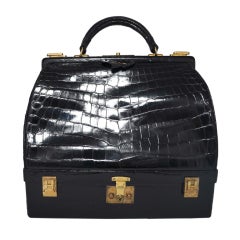 Vintage Hermes Crocodile Sac Mallette Handbag with Jewel Compartment