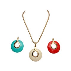 Lanvin Retro Necklace with Set of 3 Interchangeable Pendants