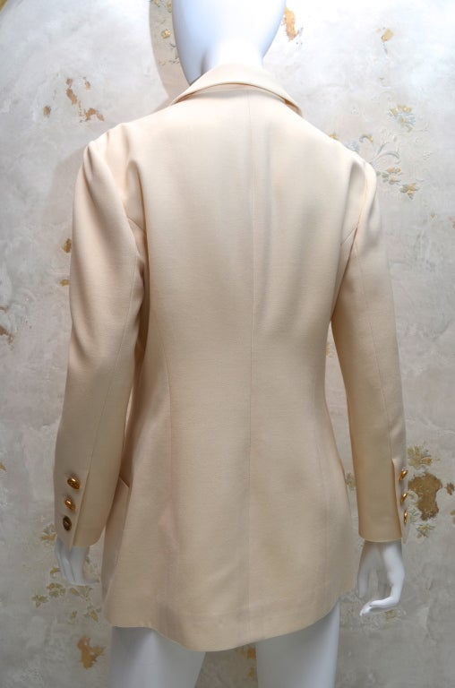Chanel Off White Jacket Gold CC Buttons 1993 Sz 44 1
