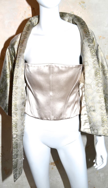 Gray Alexander McQueen Brocade Kimono Jacket & Bustier 2003