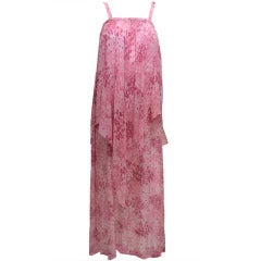 Vintage Saint Laurent Rive Gauche Dusty Rose Chiffon Gown, 1970's