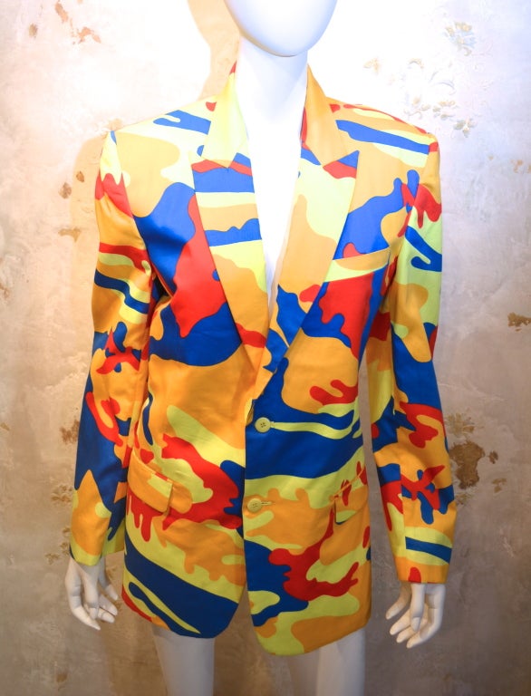 Stephen Sprouse vintage collectable Andy Warhol print jacket. One of the few liscencing agreements given by the estate of Andy Warhol. Couture quality construction set Stephen Sprouse apart from other American designers. Hand stitched finishes and