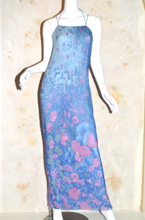Hanae Mori Pleated Chiffon Slip Dress from 1979 1