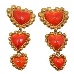 Emanuel Ungaro XL 1980's Vintage Paris Couture Heart Earrings