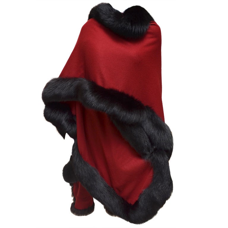 Edwards-Lowell Beverly Hills Cashmere Wrap With Fox Fur Trim