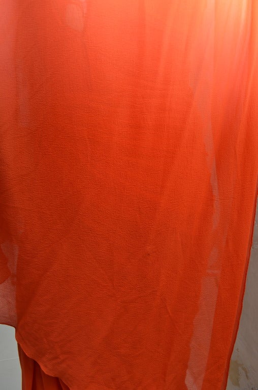 Zammaretti Roma Haute Couture Draped 1960s Summer Orange Vintage Chiffon Gown 2