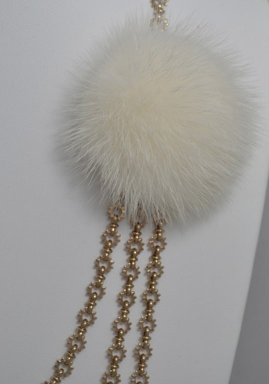 Fendi Multi-Strand Necklace with Charms and a Mink Ball In Excellent Condition In Carmel, CA