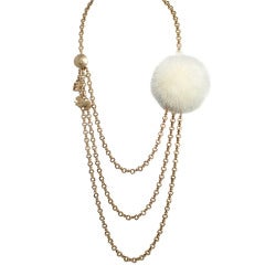 Fendi Multi-Strand Necklace with Charms and a Mink Ball