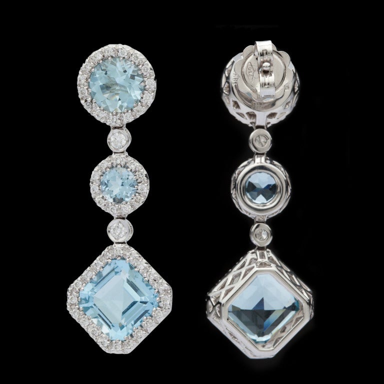 Women's Favero Aquamarine & Diamond Dangle Earrings