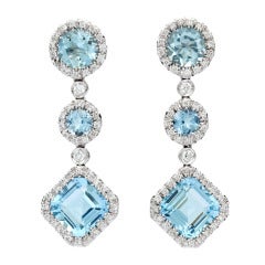 Favero Aquamarine & Diamond Dangle Earrings