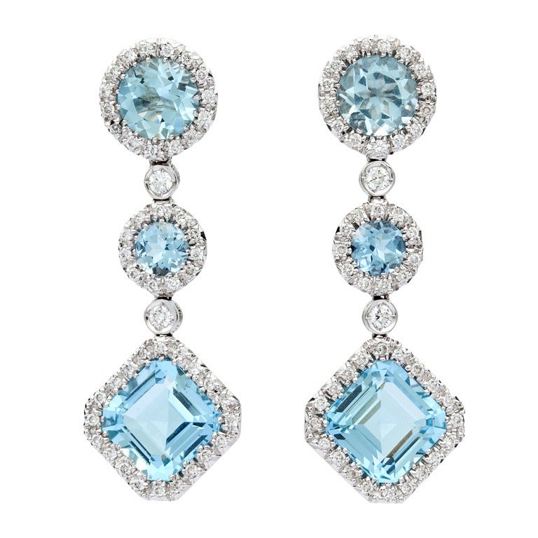 Favero Aquamarine & Diamond Dangle Earrings